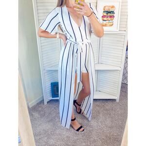 Crystal Doll white and black striped romper size 3